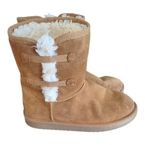 Koolaburra by UGG Youth Victoria Short Mid Calf Boot Tan/White Size‎ 4